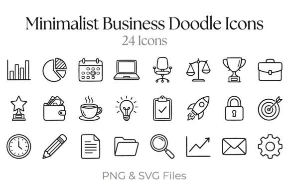 24 Business Doodle Icons & Graphics Review