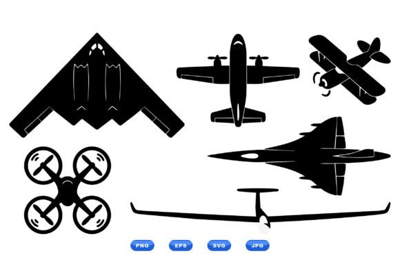 Aircraft Silhouette Vector SVG: Graphics for Crafts