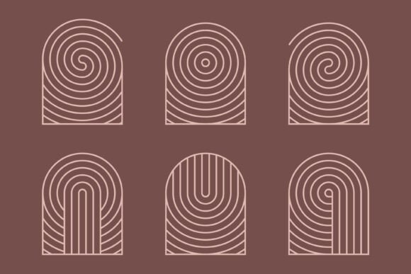 Archway Door Circle Line Fingerprint Graphics & Logo Templates