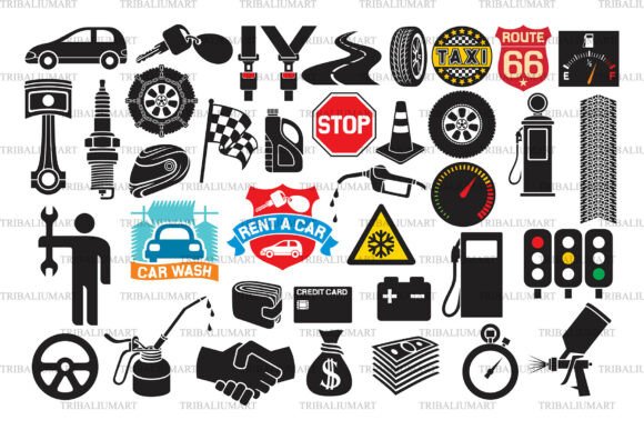 Car Icons SVG Bundle: 30 Auto Graphics