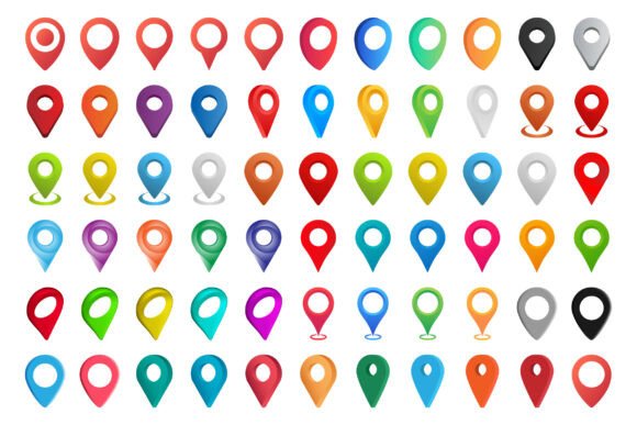Colorful Map Pins Icons: Graphics for Blogs