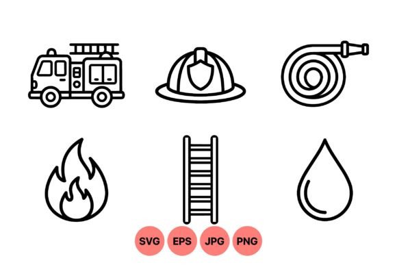 Firefighter Icon Set: Graphics & Illustrations
