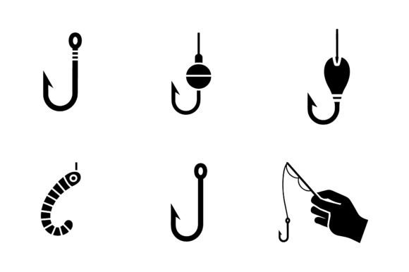 Fishing Lures Tackle Icon Set EPS: Graphics for Crafts