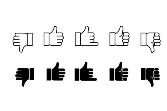 Hand Like and Dislike Gestures Icon Graphics