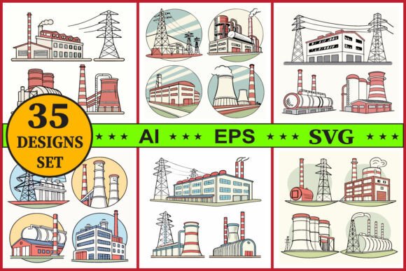 Heavy Industry Factory Graphics & Illustrations