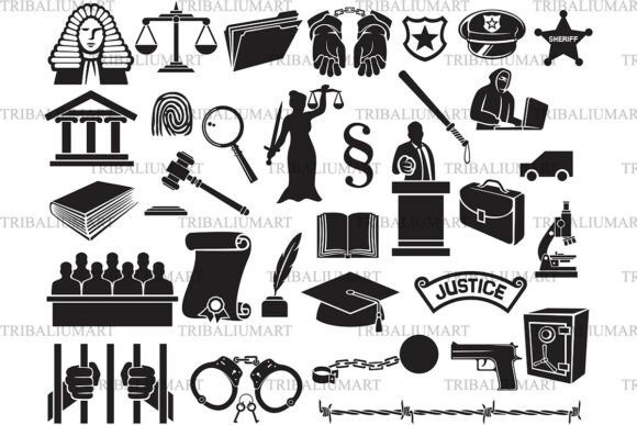 Law Justice Icons: Graphics for Crafts