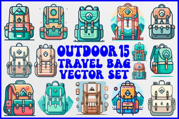 Outdoor Travel Bag Vector Set: Graphics for Crafts