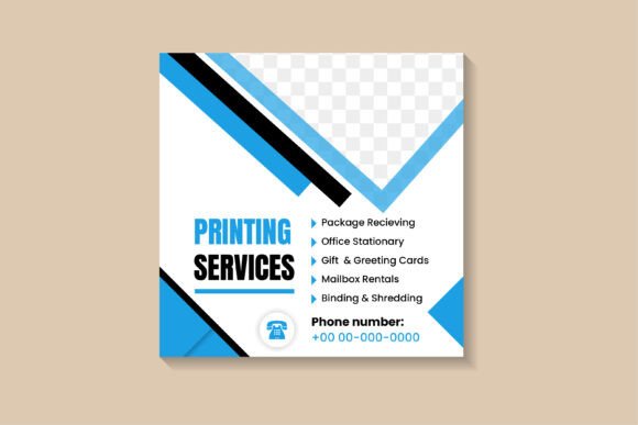 Printing Services Square Banner: Graphics & Social Media Templates