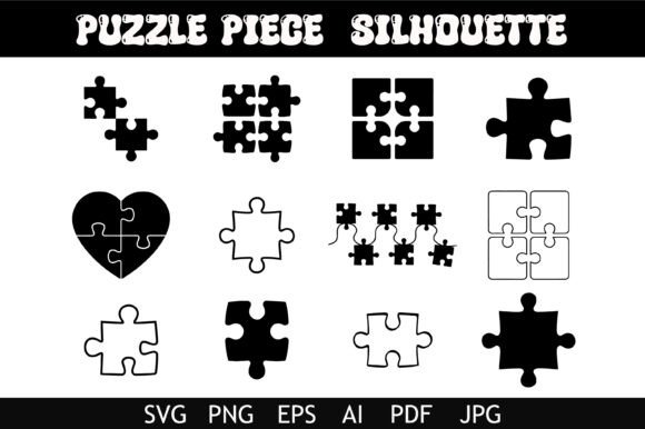 Puzzle Piece Silhouette Bundle: Graphics for Crafts