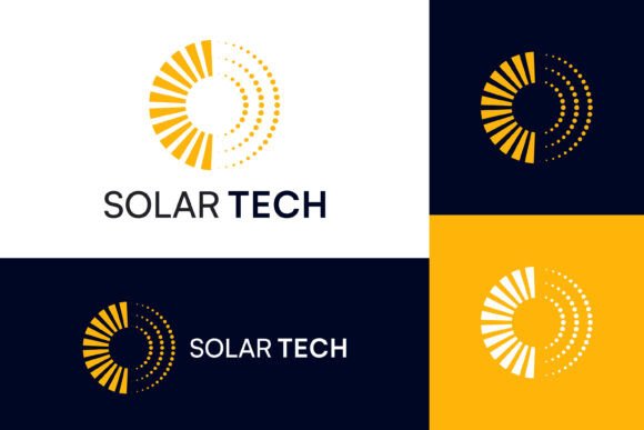 Sunburst Halftone Circle Logo Energy: Graphics & Logo Templates