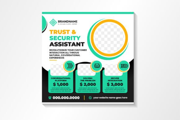 Trust and Security Square Banner: Graphics for Social Media Templates